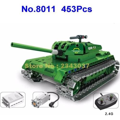 8011 453pcs Military Remote Control Rc 99 Capital Tank Can Rotate Usb Building Block Toy