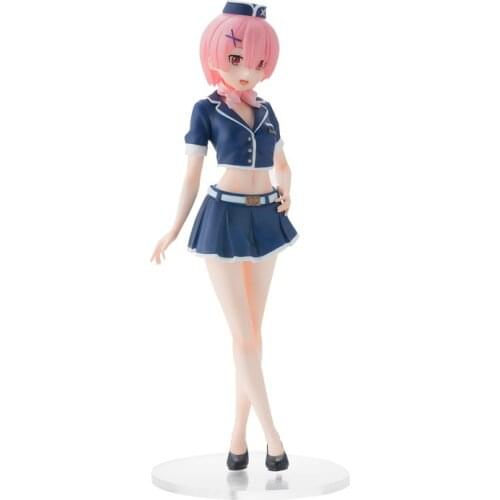 From zero Ram flight attendant uniforms 21CM Anime Dolls Figures Collectible Model Kids Toys Desktop ornaments Anime toys gift