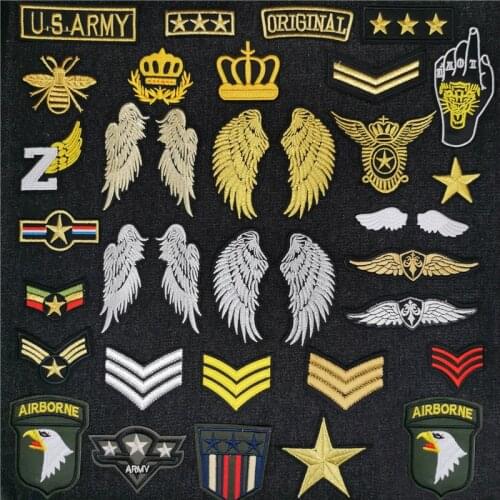 Army Military Crown Embroidery Patches for Clothing Applique Sewing Supplies Decorative Stickers Clothes Air Force Flag Badges