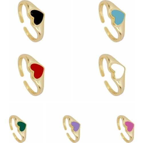 CANNER 925 Sterling Silver Womens Rings Simple Love-shaped Dropping Oil Open Ring For Women Anniversary Gifts S925 Anillos