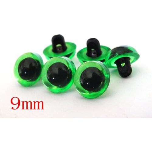 Free shipping!!! 100pairs/lot 9mm green plush toys animal eyes plastic round safety eyes sewing accessories