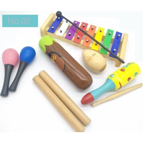 BIG SALE 6pc New musical instruments toy set wooden percussion instruments for baby preschool kids music rhythm early education