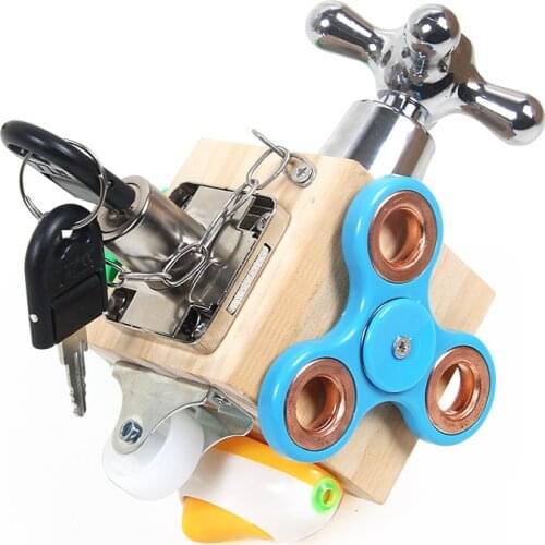 Busie Board Block Montessori Unlock Toy Funny Cube High Quality Wood Wooden Toy Busy Unlock Toy Preschool Logical Training Toys