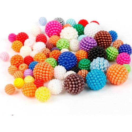 20-100Pcs/Lot Pearl Imitation 10/12/14/20mm Size Pick Plastic Mix Color ABS Plastic Loose Spacer Beads For DIY Jewelry Making
