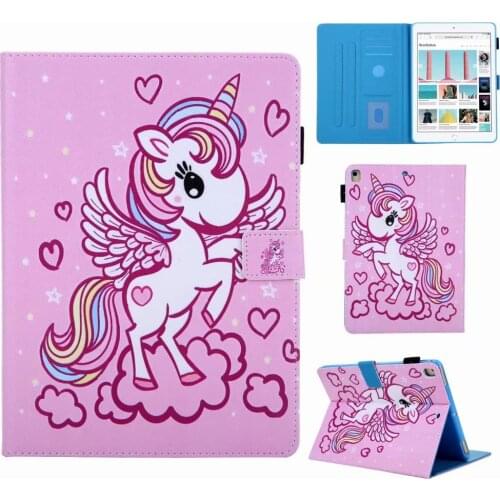 Cartoon PU Leather Skin for IPad 9.7 Case 2017 2018 Ipad 5 6 Air 1 2 Pro 9.7 Flip Stand Cover Wallet Clip Tablet Shell Funda+Pen