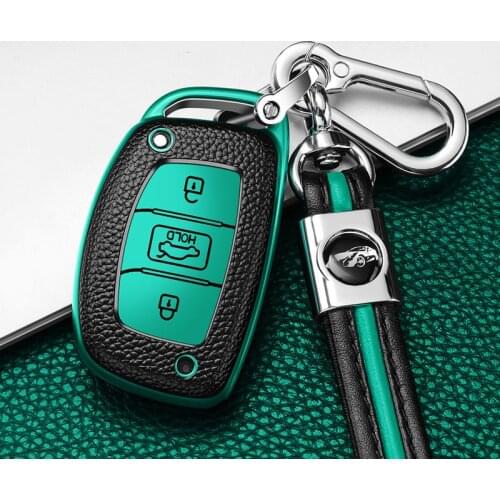 For Hyundai Elantra I10 I20 I30 HB20 IX25 IX35 IX45 TUCSON Avante Leather TPU Car Smart Key Cover Bag Case Shell Holder Keychain