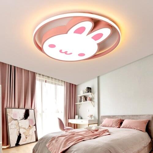 Childrens room bedroom lamp girl princess room LED atmospheric lamp creative cartoon rabbit warm and romantic ceiling lamp
