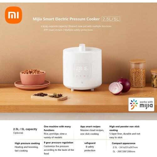 Xiaomi Mijia Electric Pressure Cooker 2.5L/5L Multifunctional Rice Cooker Small Pot Pressure Cooker Smart Recipes APP Control
