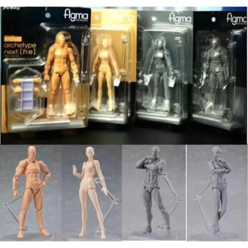 Figma High Quality BODY KUN & BODY CHAN Moveable BJD Gray Color PVC Action Collectible Model Toy