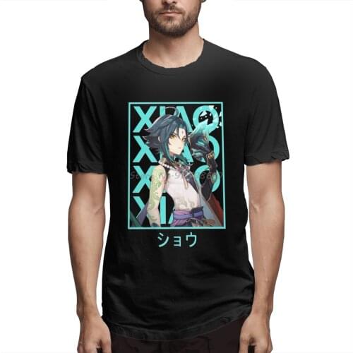Genshin Impact Xiao Game T Shirt Big Size Cotton Custom Short Sleeve T Shirts Men Cotton Tees Streetwear Harajuku