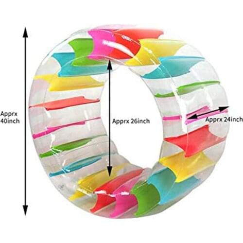 GIANT INFLATABLE WATER WHEEL KID SWIM RING SWIMMING POOL FLOAT & ROLL 100cm