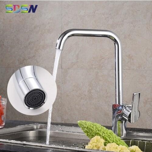 Chrome Kitchen Mixer Faucet SDSN Brass Kitchen Sink Faucet Seven Word Polished Chrome Kitchen Mixer Tap Hot Cold Water Faucet