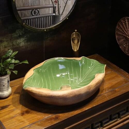 Oval shaped Art Basin Chinese-style Restoration Ceramic Washing Basin Personality Ancient sink ceramic wash basin bathroom sink