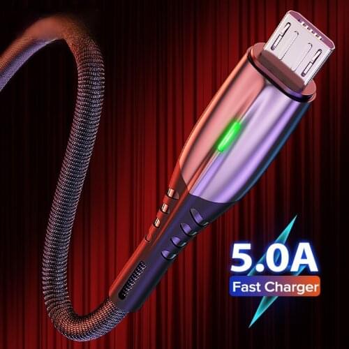 5A 1m Micro USB Type C Cable LED Android Mobile Phone Charger Fast Charging Microusb Data Cord Charge For Xiaomi Samsung Huawei