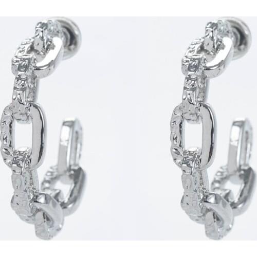 Classic Hammer Pattern Chain Large Circle Earrings for Wedding Party