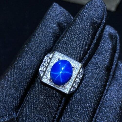 Starlight Sapphire Ring, Classic 925 Pure Silver Star Line Beautiful Mail Packing