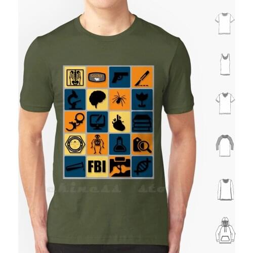Bones Tv Flat Icon Collage T Shirt 100% Cotton DIY S-6xl Bones Skeleton Fbi Skull Temperance Brennan Seeley Booth