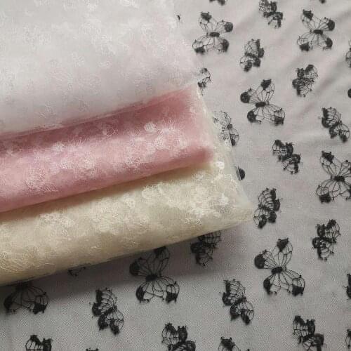 Fairy Embroidery butterfly Overlay Lace Fabric Soft French Tulle lace For DIY Sewing Summer Dance Prom Flower Wedding Dress