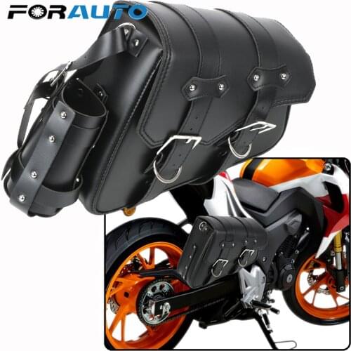 Left Right Universal PU Leather Motorcycle Saddlebag Side Tool Luggage Bags Saddle Bags for Honda/Suzuki