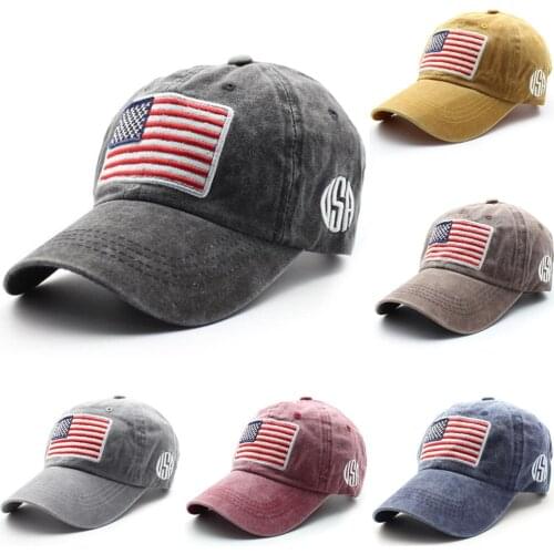 Men Women Baseball Cap Embroidery American Flag Washed Cotton Kpop Visor Hats Dad Hat Adjustable Hip hop Sport Golf Snapback Cap