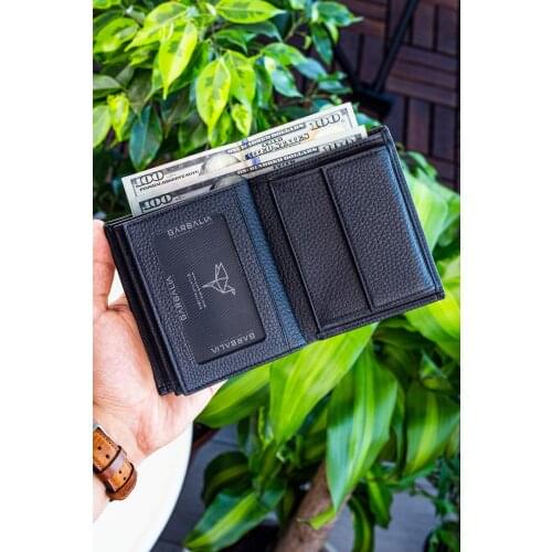 Coin compartments black men wallets, 11 pcs independent card compartment, 2 pcs independent card compartment Credit Cards And Id Card