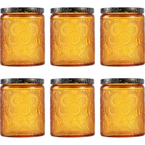 6pcs Embossed Glass Candle Container Kits Empty Round Candle Making Mason Jars Round Candle Making Mason Jars A50