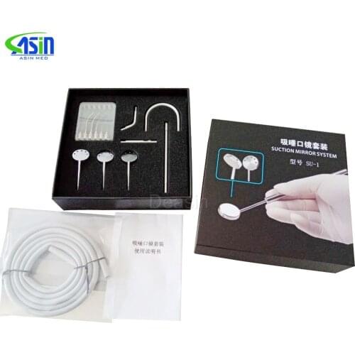 Dental Suction Mirror System Kit Antifog Clear Vision Rhodium Plate Mirror Stainless Steel Dental Tool Set Mouth Mirror