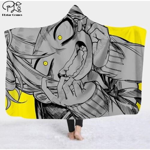 Manga girl Character Hooded Blanket Adult colorful child Sherpa Fleece Wearable Blanket Microfiber Bedding style-4