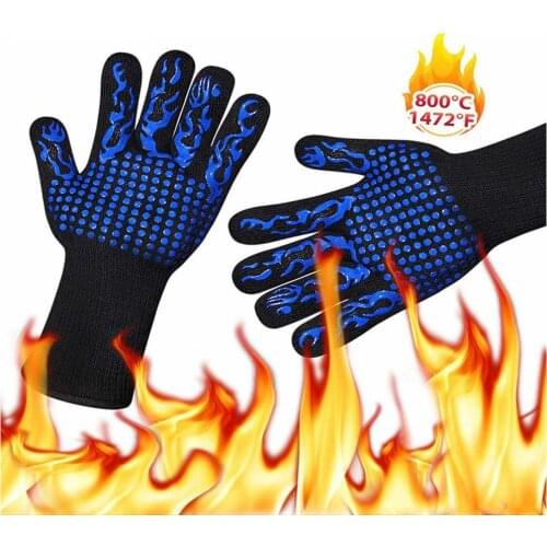 1 Pcs Fireproof gloves Barbeque Kevlar 800 degree BBQ flame retardant fireproof oven gloves for heat insulation microwave oven