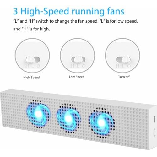 For Xbox One S Cooling Fan with 2 USB Ports Hub and 3 H/L Speed Adjustment Cooling Fans Cooler for Xbox One Slim Gaming Console