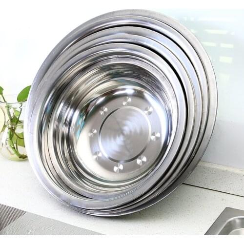 Wholesale cheap kitchen rice food serving metal stainless steel salad bowl deep soup plate