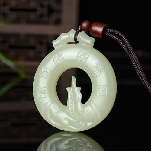 Natural white green jade pendant handcarved buddha praying for safety pendants top brand real jade jewelry jadeite jade necklace