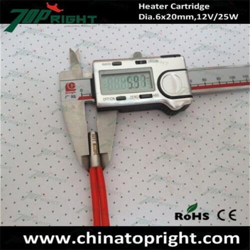 High density 6x20mm 24v25w industrial resistance cartridge heater