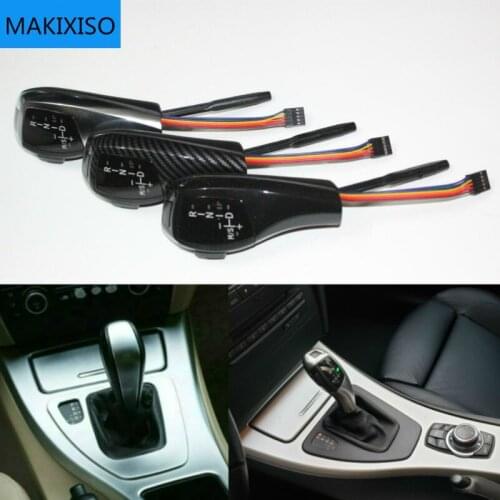 Shifter Lever PU Leather Carbon Fiber Black Silver for 3 5 Series E60 E61 2004-2007 E46 Accessories LED Gear Shift Knob