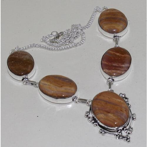 Jaspper Necklace Silver Overlay over Copper ,47.8cm, N1369
