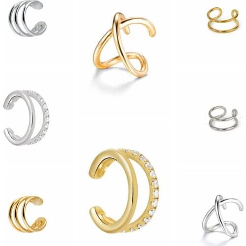 1 pcs Real 925 Sterling Silver Cross Ear Cuff Non Pierced Earrings for Women Micro Small Clip on Earrings Cartilage Jewelry A30