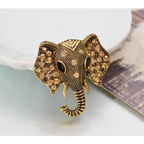 SexeMara Fashion Jewelry Retro Elephant Brooch Crystal Charm Cute Elephant Pin Shawl And Badges Unisex Gift