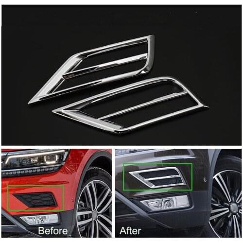 Car-styling Tiguan 2017 2018 For Volkswagen Tiguan 2 MK2 2016 Front Grill Fog Lights Lamps Frame Trim Stickers Cover Accessories