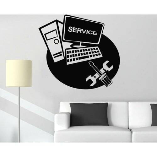 Computer Laptop Service Repair Stickers Sign Door Window Decals Business Shop Logo Wall Sticker Removable Modern Poster 4274