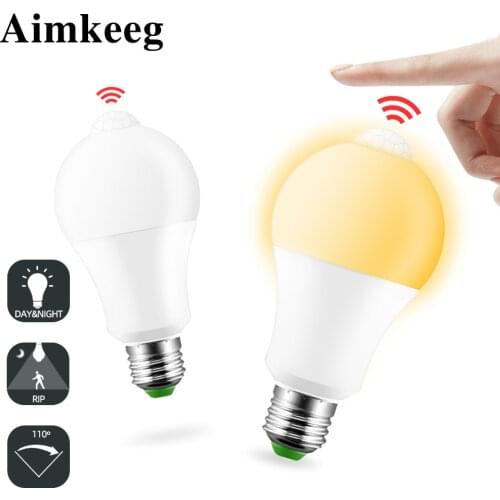 Led Bulb IP42 LED PIR Sensor Bulb E27 12W PIR Motion Sensor Light Auto Turn On/Off Day Night Light for Home Lighting