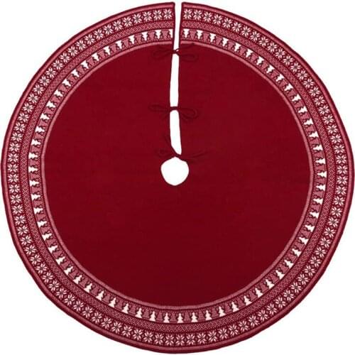 Knit Knitted Rustic Tree Skirt with Snowflake Xmas Tree Pattern Xmas Tree Skirt Mat for Party Holiday Decoration 48 Inch