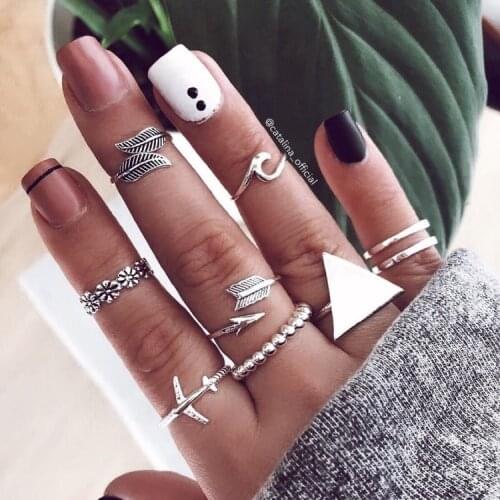 Big Triangle Rings For Women Boho Geometric Knuckle Finger Rings Set Female Bohemian Jewelry Vintage Accessories 2021