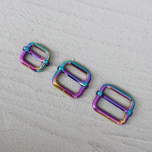 10 Pcs 15/20/25mm Colourful Metal Slider Adjustment Slides Tri-glides Roller Pin Buckles Handbag Strap Slider Adjuster Belt