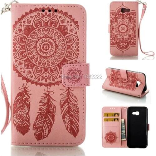 10pcs/lot New Wind Chimes Flower Pattern PU leather Stand Case For Samsung Galaxy J3 J5 A3 A320 A5 A520 2017 S7 S7 Edge