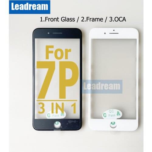 10pcs Premium Quality Front Outer Glass Middle Frame Bezel Laminate OCA Glue For iPhone 7 8 Plus 3 2 in 1 Front Glass Frame OCA