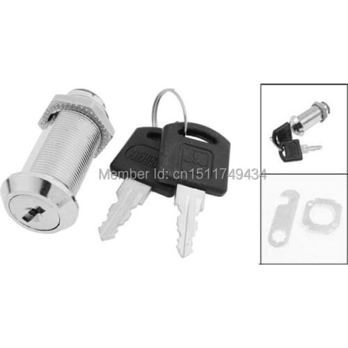 23mm Diameter 51mm Height Cabinet Metal Cam Lock Silver Tone 2sets