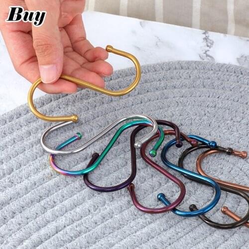 4Pcs Stainless Steel High Quality S-shaped Hook New Metal Color Kitchen Kitchen Utensils Finishing S-shaped Hook Household Items