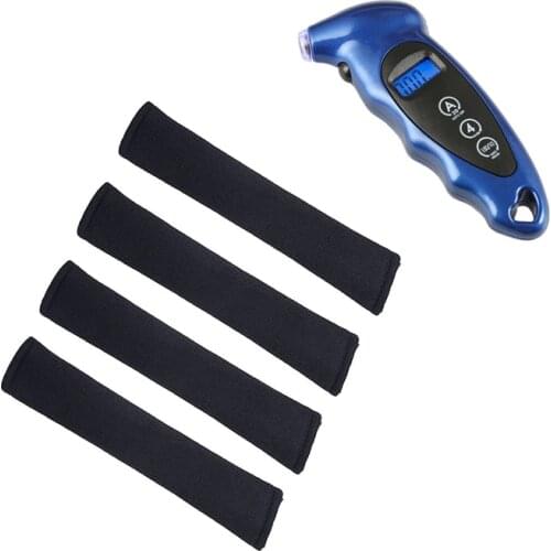 5 Pcs Car Accessories: 4Pcs Car Seat Belt Shoulder Strap Pad Neck Pillow Cover Cushion & 1 Pcs Tire Air Pressure Gauge