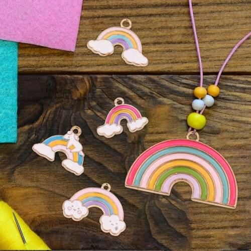 Pendant Rainbow Pendant Colorful Alloy Oil Dripping Bracelet Diy Accessories 5pc Fashion Earring Pendant Necklace Bracelet Charm