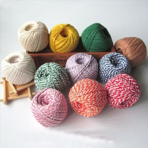 70g/roll 2mm Two Colors Cotton Bakers Twine Rope Rustic Country Crafts Handmade Accessories DIY Hand-wrapped Color Rope
